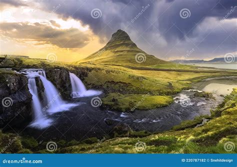 Famous Kirkjufell Mountain With Kirkjufellsfoss Stock Photo Image Of