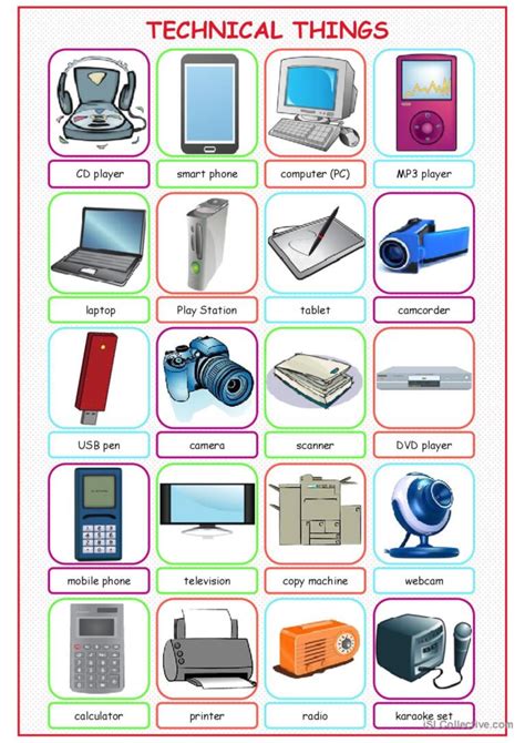 Technical Things Picture Dictionary English Esl Worksheets Pdf And Doc