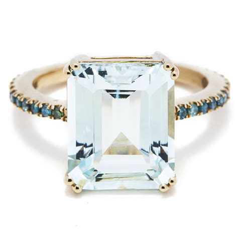 Aquamarine And Blue Diamond Ring In 2022 Blue Diamond Ring Blue