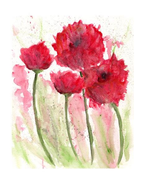 Watercolor Flowers Watercolor Poppies Flower Painting Etsy