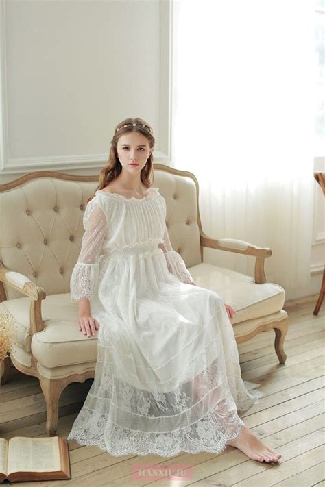 women s long nightgowns white princess lace sleepwear royal vintage roupas de dormir femininas