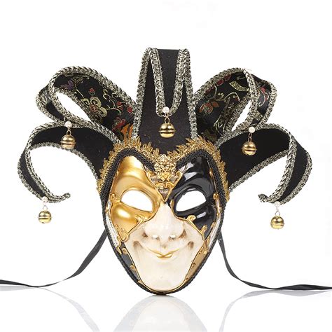Jester Smiling Mask Masquerade Full Face Venetian Maskmens Etsy