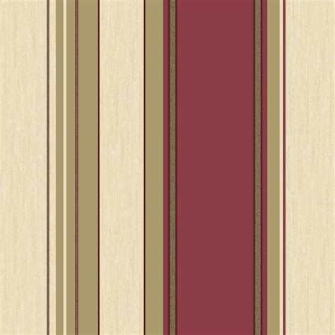 Crown Synergy Striped Wallpaper Rich Red Cream Gold