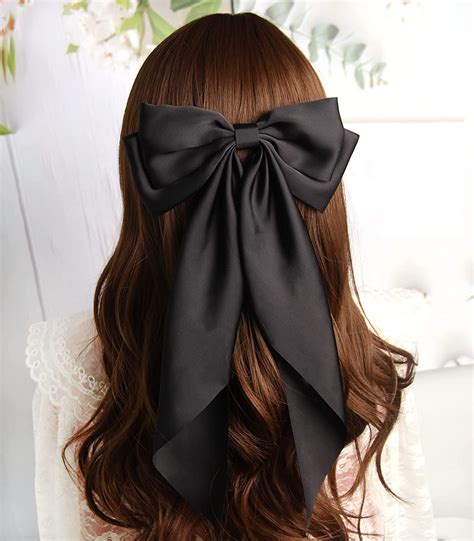 Whisket Hair Bow Women Satin Hair Bow Clip Large Silky Hair Barrettes With Big Ribbon Large
