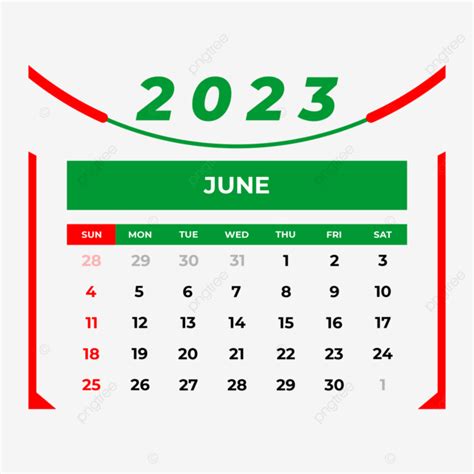 Süsleme Ile Haziran 2023 Takvimi Haziran 2023 Takvim PNG Resim ve