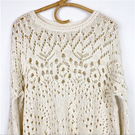 Free People Sweaters Free People Traveling Lace Sweater In Ivory