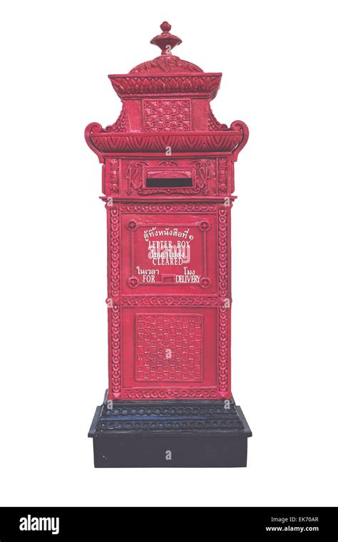 Red Vintage Post Box Isolated On White Background Stock Photo Alamy