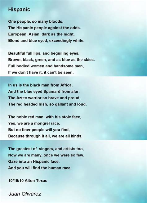 Hispanic Poem by Juan Olivarez - Poem Hunter