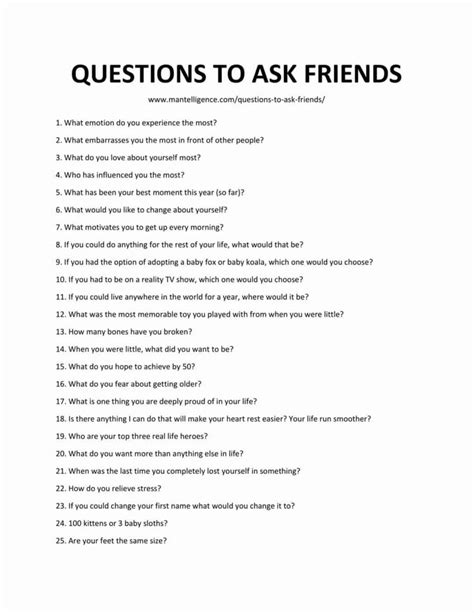 Playing the questions game is one of the best ways to get ideal for old friends and new acquaintances, these questions to ask a guy can really help you to the questions game is always a blast, but it's always a good idea to diversify your approach to. 98 Best Questions To Ask Friends - Quickly spark great ...