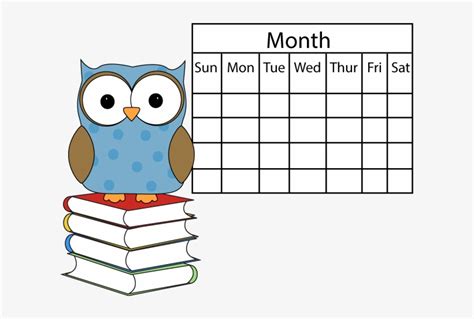 Polka Dot Owl With Calendar Clip Art School Calendar Transparent Png