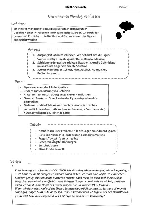 Erzählerische gedankenwiedergabe in der 1. Innerer Monolog Beispieltexte - Http Www Gustav Heinemann Gesamtschule Essen De Jahrgaenge 8 10 ...