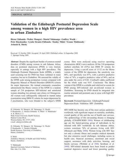 We did not find results for: Edinburgh Postpartum Depression Scale Arabic - Validation ...