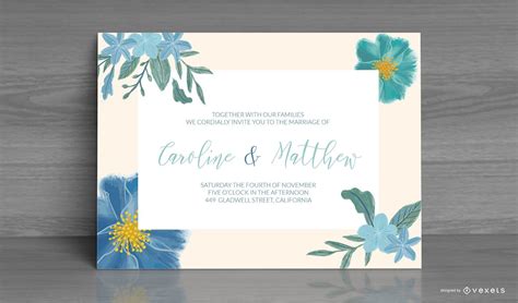 Descarga Vector De Diseño De Tarjeta De Invitación De Boda Floral