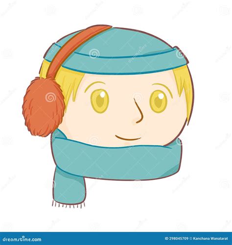 A Man Wearing Hat Earmuffs And Scarf Stock Illustration Illustration