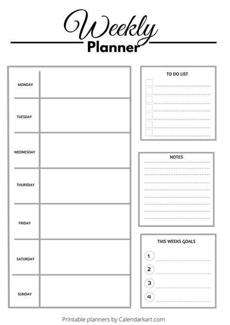 Free Printable Weekly Planner Templates CALENDARKART Simple Weekly Planner Budget Planner