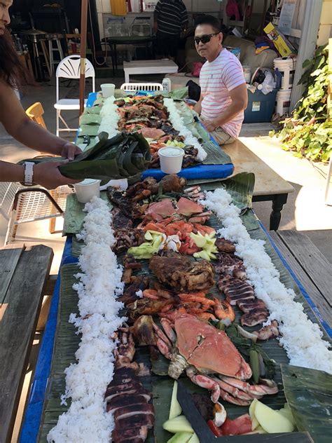 Filipino Boodle Fight Seafood And Meat Backyard Recipes