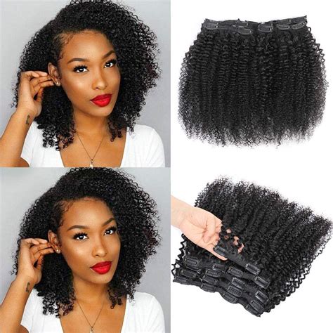 Urbeauty Afro Kinky Curly Clip In Human Hair Extensions For Black Women Short Curly African