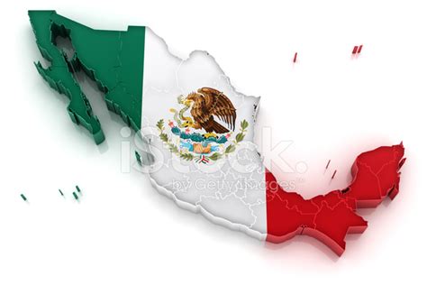 Mexico Map With Flag Stock Photos