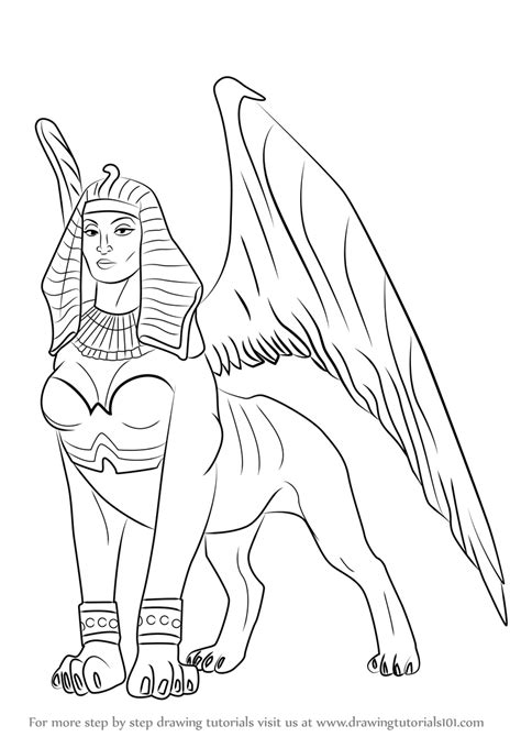 Great for painting, wood working, stained glass, and other art designs. Step by Step How to Draw a Sphinx : DrawingTutorials101.com