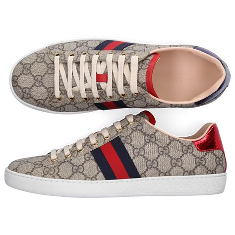 Gucci Low Top Sneakers Ace Sneaker Canvas Logo Striped Brown In Blue Lyst
