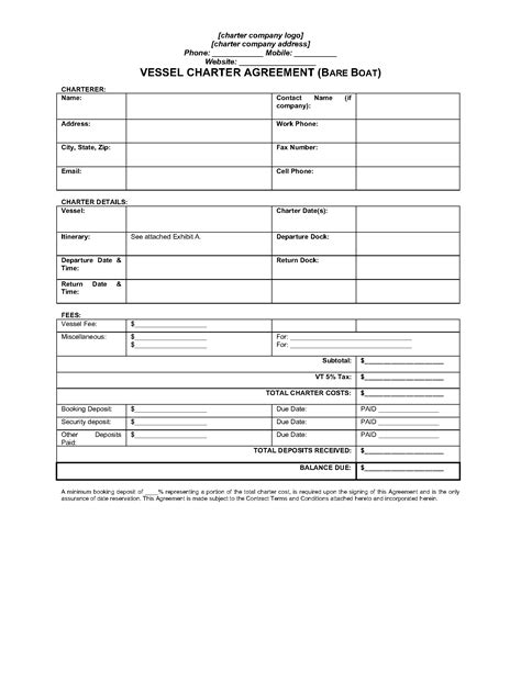 Vermont Bareboat Vessel Charter Agreement Legal Forms And Business