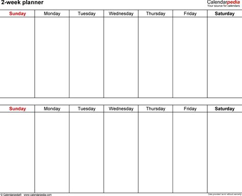 Weekly Blank Calendar Printable - Printable Template Calendar