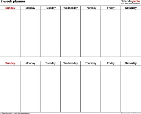 Weekly Blank Calendar Printable Printable Template Calendar