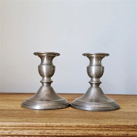 Vintage Mid Century Modern Pewter Candle Holders By Lenox Etsy