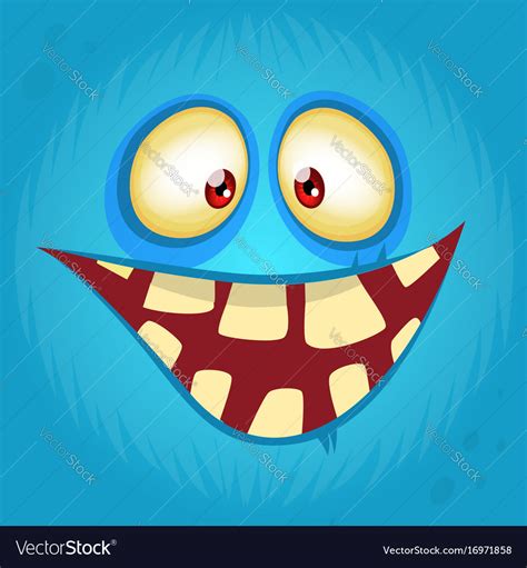 Funny Smiling Cartoon Monster Face Avatar Vector Image