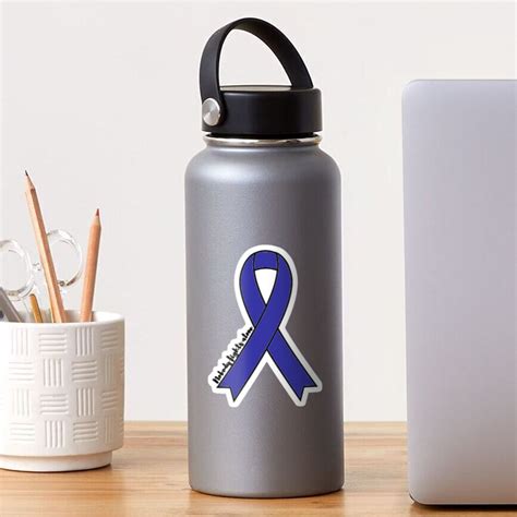 Blue Colon Cancer Ribbon Sticker For Sale By Anneweidner10 Redbubble