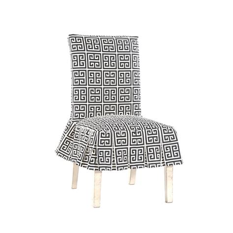 Stretch jacquard damask short dining chair slipcover. Roman Key Short Pleated Dining Chair Slipcover ...