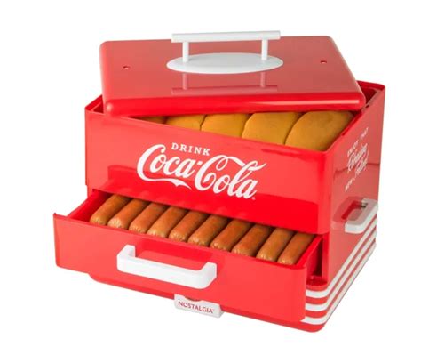 Nostalgia Extra Large Diner Style Coca Cola Hot Dog Steamer And Bun