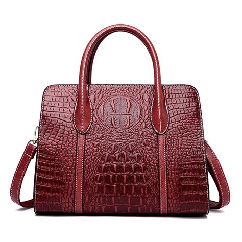 2020 Women Leather Crocodile Handbag Satchel Crossbody Shoulder Bag
