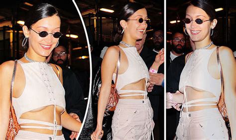 Bella Hadid Flashes Major Underboob As She Goes Braless In Tiny Top Celebrity News Showbiz