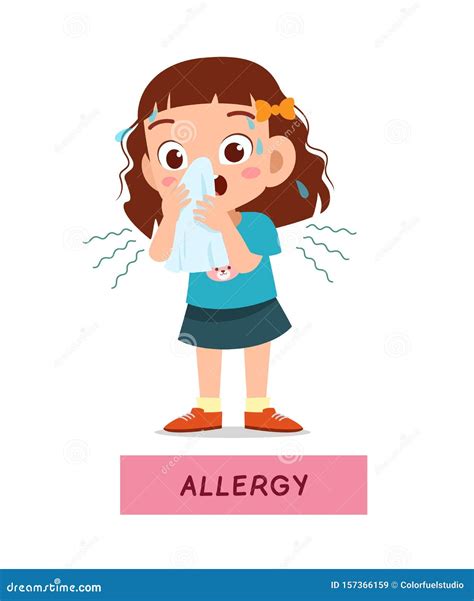 Girl With Pet Allergy Sad Child With Runny Nose And Watery Eyes