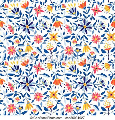 Retro Flower Pattern In Vibrant Colors For Spring Floral Seamless