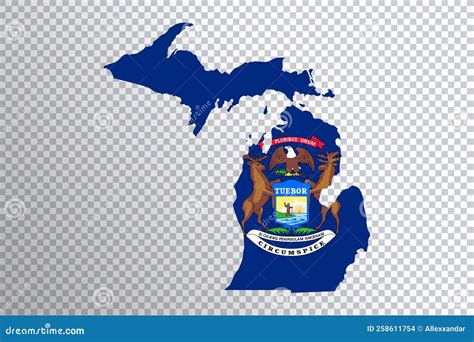Michigan Flag On Map Transparent Background Stock Illustration
