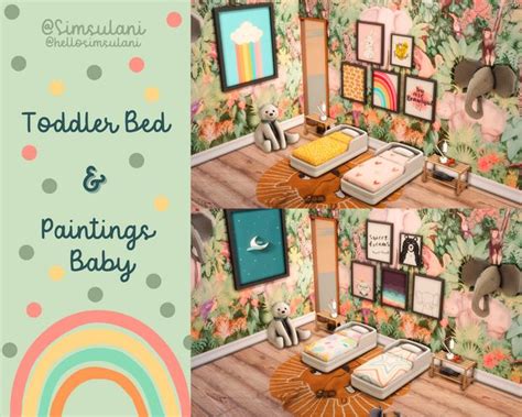 🌈 Toddler Bed And Paintings 🌸 Simsulani On Patreon In 2021 Toddler