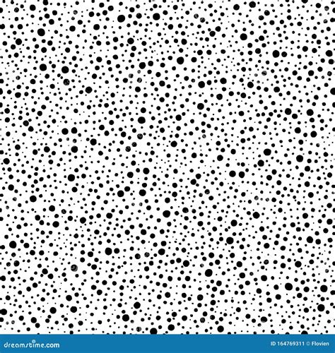 Black And White Seamless Polka Dot Pattern Random Ink Circles And