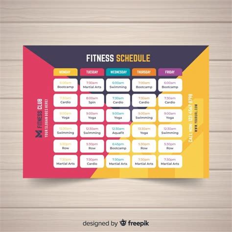 Premium Vector Modern Gym Schedule Template With Flat Design