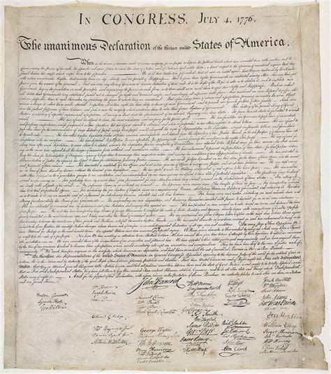 Declaration Of Independence In Congress July 4 1776 The Unanimous