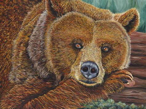 Grizzly Bear Painting Jill Saur Fine Art