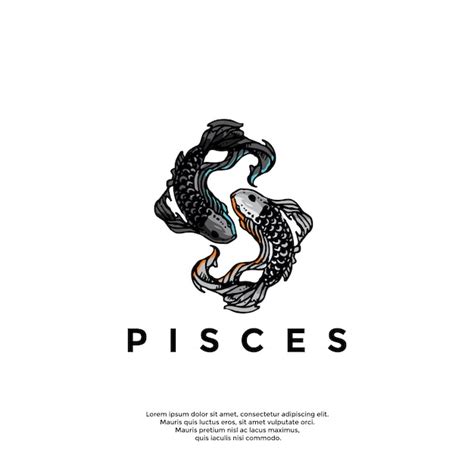 Premium Vector Handrawn Zodiac Pisces Logo