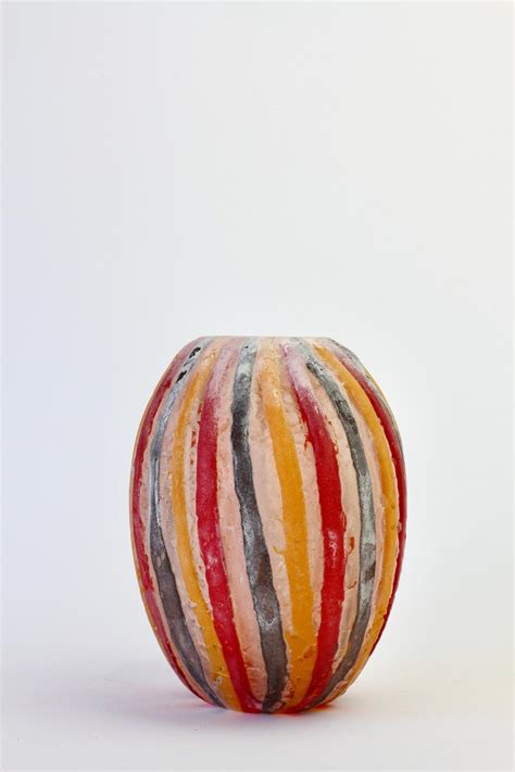 Signed Cenedese A Scavo Red Yellow And Black Italian Murano Glass Vase 1989 For Sale At 1stdibs