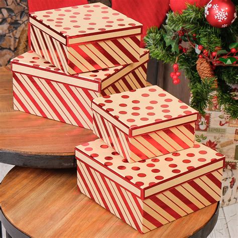 Shop the largest selection of gift boxes online in variety of colors, styles, and sizes for your store, event, or gift giving needs. Set Of Four Candy Cane Striped Christmas Gift Boxes By ...
