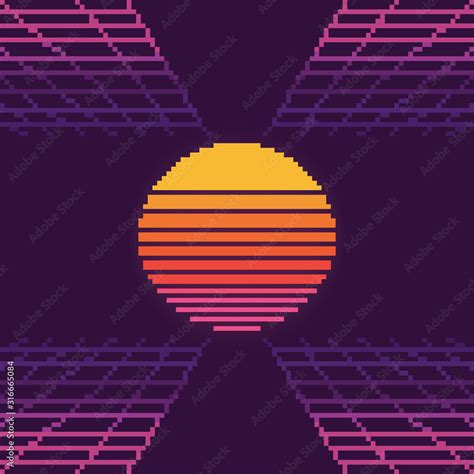 Vector Pixel Art Of 80s Retro Sci Fi Background Pixel Art Background