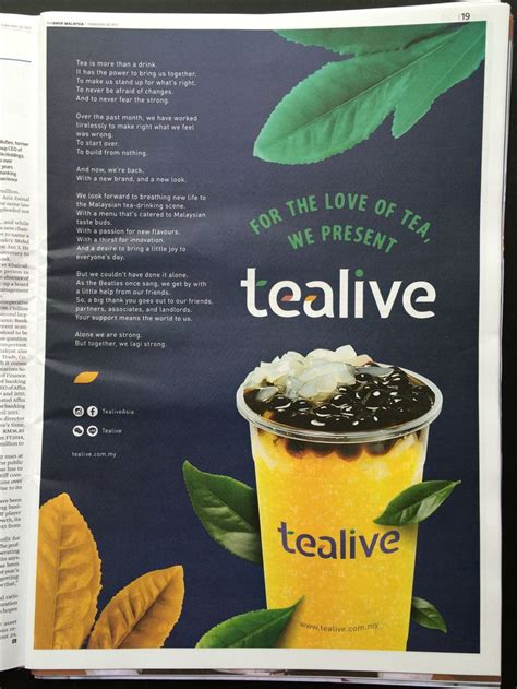 All online, english, malay, chinese, indigenous, tamil, and arabic newspapers. Tealive Malaysia Ads | Drink | Brewing, Drinks, Malaysia