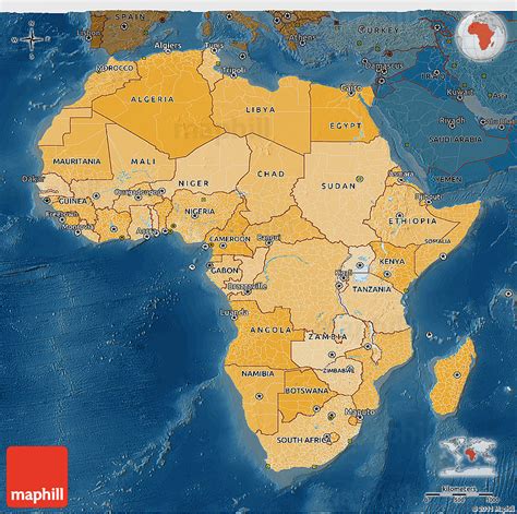 Political Shades 3d Map Of Africa Darken