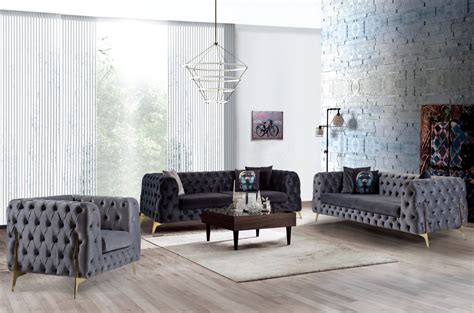 Weitere ideen zu möbel, möbel sofa, möbelideen. Casa Padrino Luxus Chesterfield Samt Sofa Grau / Messing ...