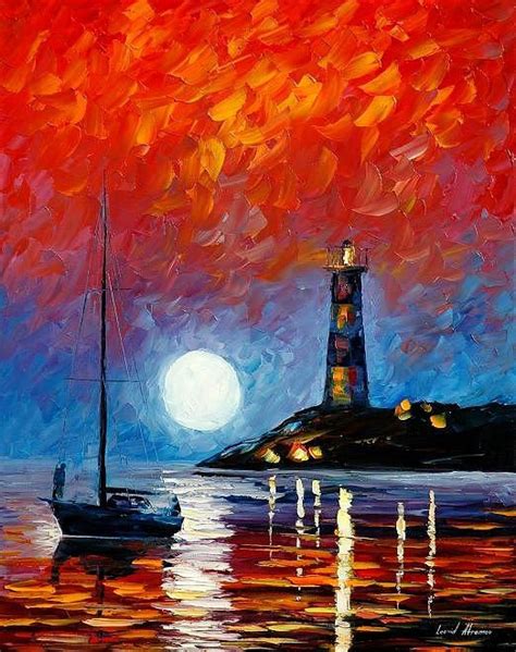 Lighthouse 2 Palette Knife Oil Painting On Canvas By Leonid Afremov
